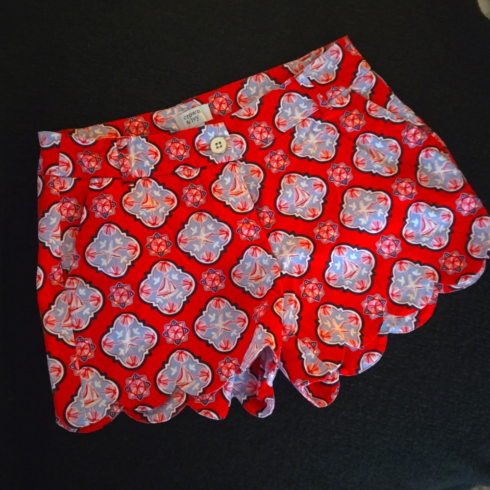 Scalloped Hem Nautical Shorts